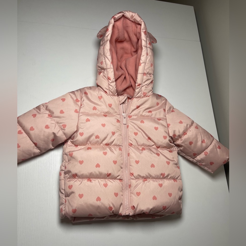 NWT Old Navy Pink Heart Puffer Jacket